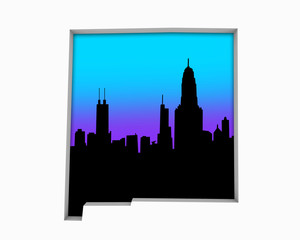 Wall Mural - New Mexico NM Skyline City Metropolitan Area Nightlife 3d Illustration