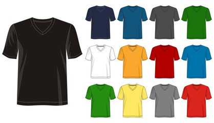 vector design template t shirt collection for men with color black white blue red ray 