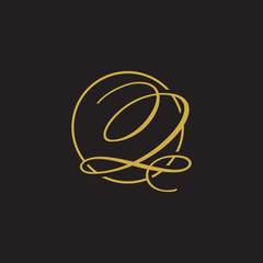 initial letter logo script circle gold
