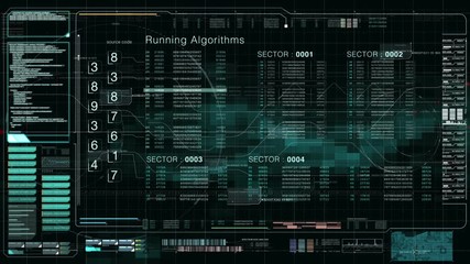 Aufkleber - Advance motion graphic futuristic user interface head up display screen with digital data telemetry information display for digital background computer desktop display screen