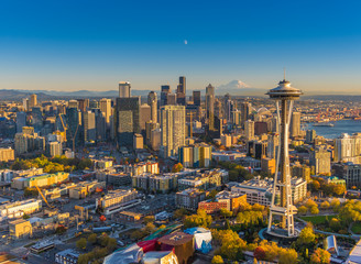 Fototapete - Seattlescape - Aerial of Downtown Seattle