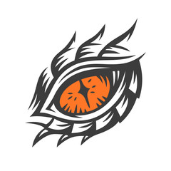 Wall Mural - vector eye of a dragon and monster - illustration, print, emblem design on a white background.