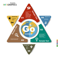 Wall Mural - Geometric infographic template for 6 steps