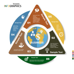 Wall Mural - Geometric infographic template for 6 steps