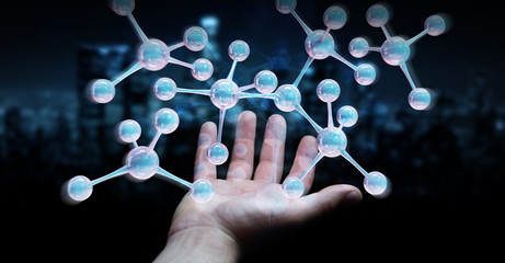 Aufkleber - Businessman using modern molecule structure 3D rendering