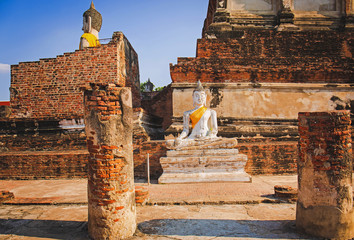 Buddha statues at temple of Wat Yai Chai Mongkol in Ayutthaya ,Thailand