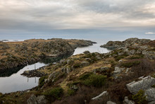 The Strait Between Rovar And Urd, Two Islands In The Rovaer Archipelago In Haugesund, In The Norwegian West Coast.