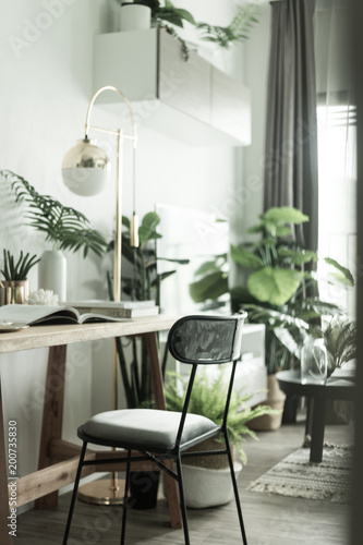 Working Corner In Apartment With Scandinavian Style