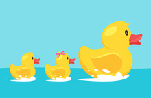 Yellow Rubber Duck With Family