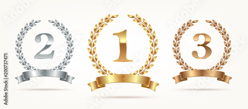 Cuadros en Lienzo Set of rank emblems - gold, silver, bronze