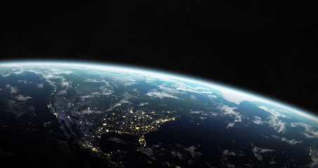 View of blue planet Earth in space 3D rendering elements of this image furnished by NASA