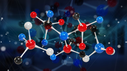 Aufkleber - Modern digital molecule structure 3D rendering