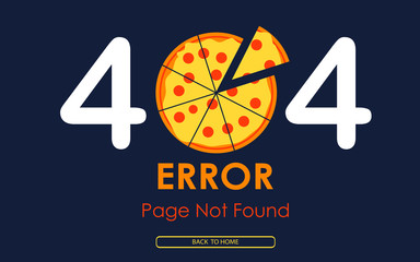 Wall Mural - 404 error page not found vector pizza graphic background