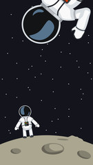 Wall Mural - astronauts on moon surface