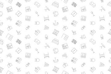 Vector furniture pattern. Furniture seamless background