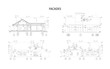 © Free_styler - Set of detailed private house facade elements with measurements, architecture, vector