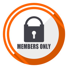 Poster - Members only flat design orange round vector icon in eps 10
