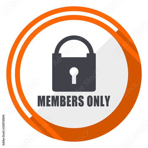 Fotografía Members only flat design orange round vector icon in eps 10