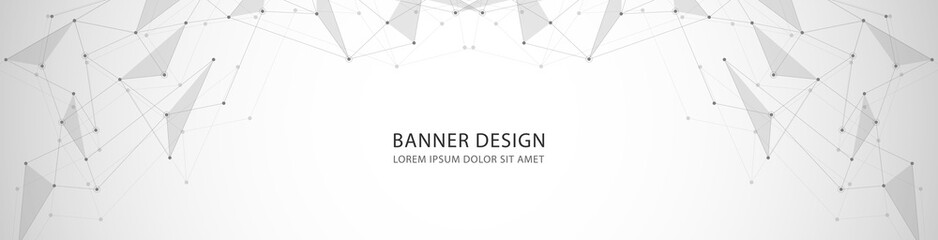 Vector banner design, network connection with lines and dots