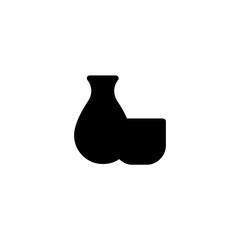 Sticker - sake bottle and cup icon. sign design