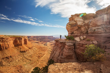 Hiker in Canyonlands National park in Utah, USA