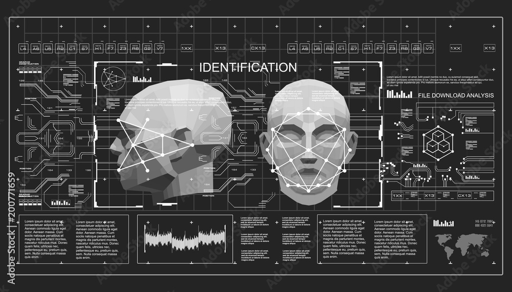 Concept of face scanning accurate facial recognition biometric ...