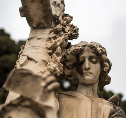 Statue in the cemetery of Montjuic in Barcelona. A place of worship and very visited with tourist routes