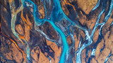 Fototapeta Do pokoju - Aerial view and top view river in Iceland. Beautiful natural backdrop.