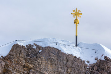 Wall Mural - zugspitze summit cross german alps in the winter