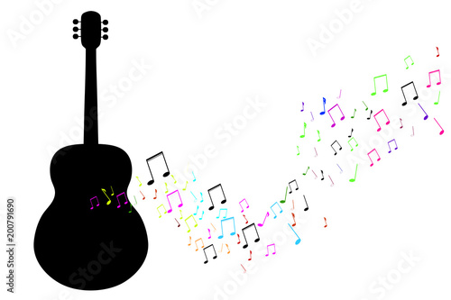 Vector illustration of guitar on white background. Fotobehang