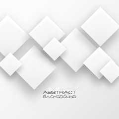 Poster - Abstract 3d background with white paper geometric shapes, rectangle tile with drop shadows on white background.  Minimal design.