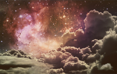 Wall Mural - Space Clouds Art Background Vintage Colors Wallpaper 