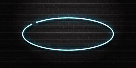Wall Mural - Vector realistic isolated neon sign of frame with oval shape for decoration and covering on the wall background. Concept of restaurant and cafe signboard and advertising template.