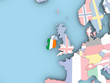 © harvepino - Map of Ireland with flag on globe