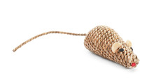 Straw Mouse For Cat On White Background. Pet Toy