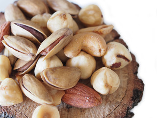 Poster - close-up mixed nuts. pistachio, almonds, Cashews and hazelnut