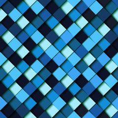 Aufkleber - Seamless pattern blue square geometric shape design paper layer cut background.Vector illustration.