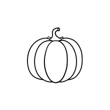 Pumpkin Vector Hand Drawn Outline Doodle Icon. Healthy Vegetable - Pumpkin Vector Sketch Illustration For Print, Web, Mobile And Infographics Isolated On White Background.