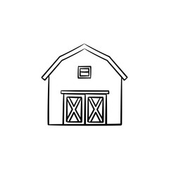 Canvas Print - Farm barn hand drawn outline doodle icon. Storage house vector sketch illustration for print, web, mobile and infographics isolated on white background.