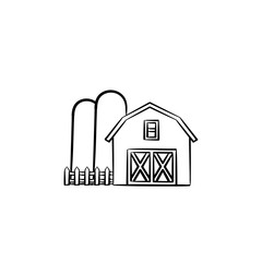 Wall Mural - Farm shed hand drawn outline doodle icon. Barn vector sketch illustration for print, web, mobile and infographics isolated on white background.