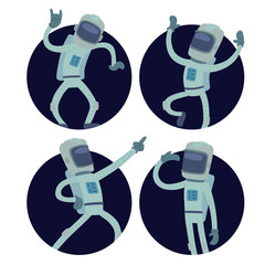 Wall Mural - Astronaut in space vector character having fun spaceman galaxy cosmos atmosphere astronautics system fantasy traveler man.