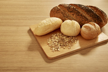 Fresh bread on wooden