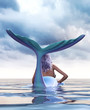 3d Fantasy mermaid in mythical sea,Fantasy fairy tale of sea nymph,3d illustration for book cover or book illustration