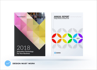 Wall Mural - Business polygonal set of design brochure, abstract annual report, horizontal cover flyer in A4