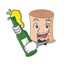 With Beer Medical Gauze Mascot Cartoon