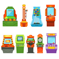 Wall Mural - Game machines. Vector pictures in cartoon style