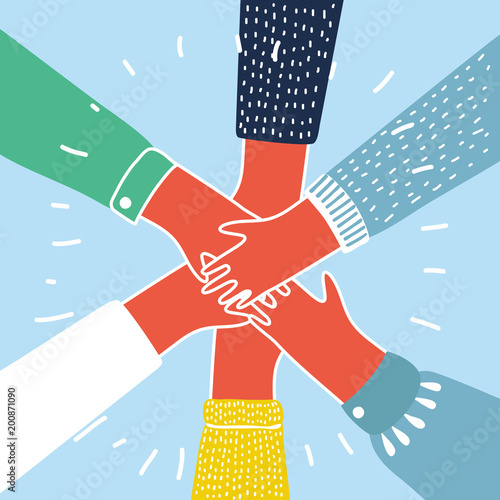 Fotografie, Obraz People putting their hands together vector