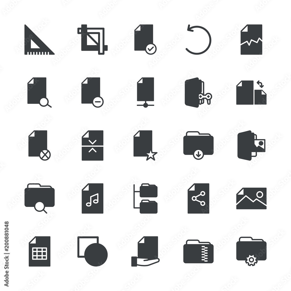 Modern Simple Set of folder, files, design Vector fill Icons ...