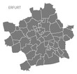 Erfurt city map with boroughs grey illustration silhouette shape