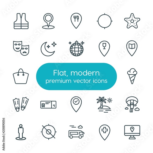 Modern Simple Set Of Location Travel Vector Outline Icons Contains Such Icons As Sweet Travel Water Cream Icon Ocean Vest And More On White Background Fully Editable Pixel Perfect Buy This